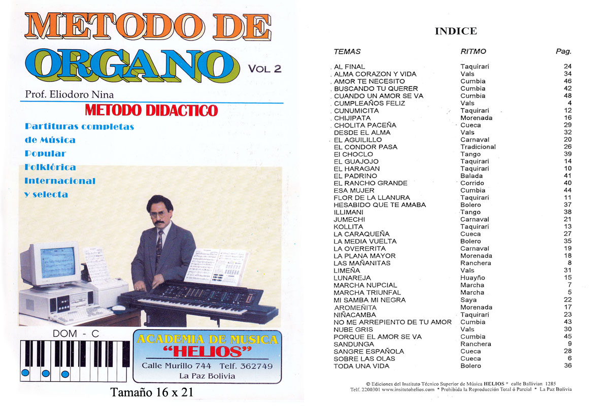 Portada e índice de Método para Órgano Vol. 2 · Vol. 2